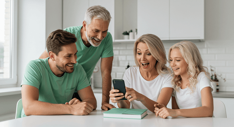 Healthy family shopping online